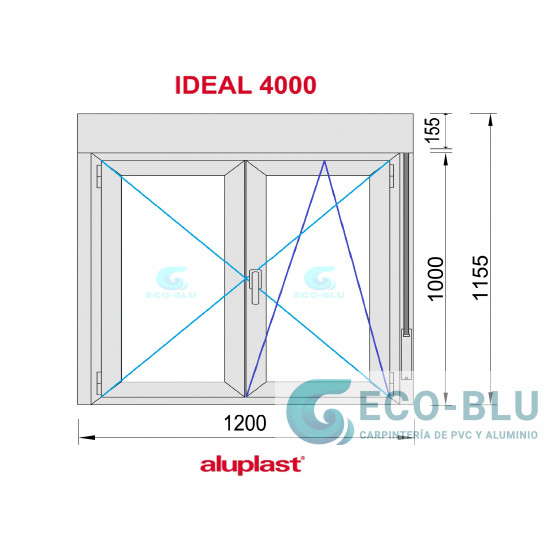 Janela  Oscilo-batente 1200x1155  com Estore Branco Vidro Transparente
