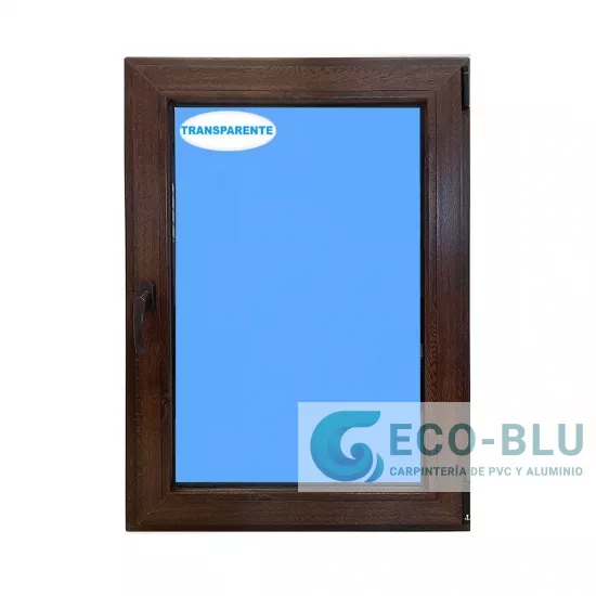 Ventana PVC 700x1000 Nogal Oscilobatiente Derecha Vidrio Transparente
