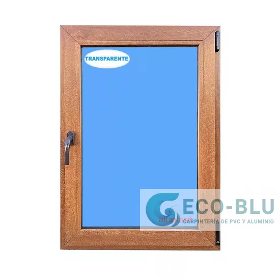 Ventana PVC 800x1000 Roble Dorado Oscilobatiente Derecha Vidrio Transparente