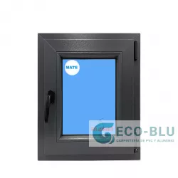 Janela Oscilo-batente 500X600 Direita Cinza Antracite  Vidro Granulado