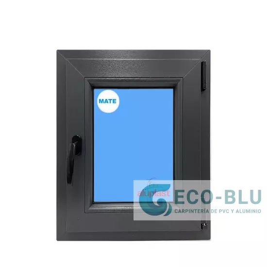 Janela Oscilo-batente 500X600 Direita Cinza Antracite  Vidro Granulado