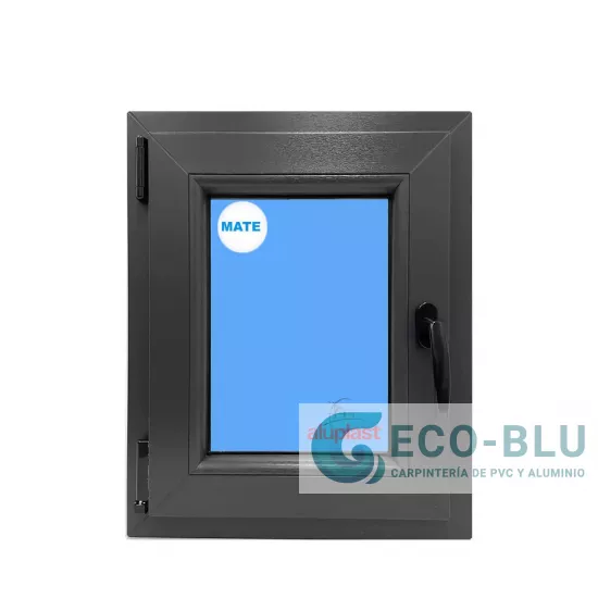Janela Oscilo-batente 500X600 Esquerda Cinza Antracite Vidro Granulado Janela Oscilo-batente 500X600 Esquerda Cinza Antracite Vidro Granulado