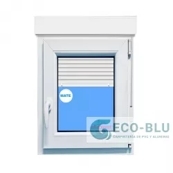 Ventana PVC 700x1155 Blanca Oscilobatiente Derecha con Persiana Vidrio Mate