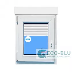Finestra ad anta ribalta PVC 700x1155 Bianco sinistra Vetro smerigliato con Tapparella
