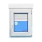 Ventana PVC 800x1155 Blanca Oscilobatiente Derecha con Persiana Vidrio Mate