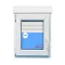 Ventana PVC 800x1155 Blanca Oscilobatiente Izquierda con Persiana Vidrio Mate