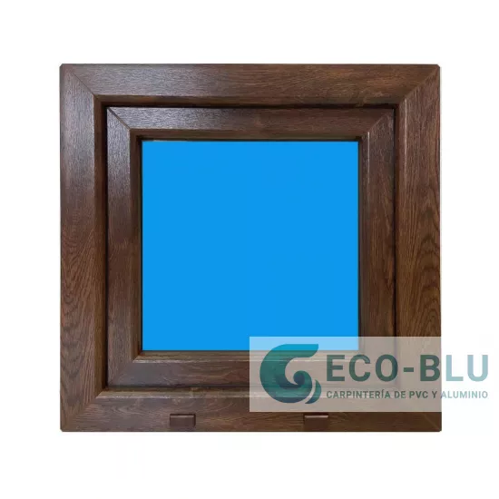 Janela Oscilo-batente 500X500 Esquerda Nogueira Dourado Vidro Granulado