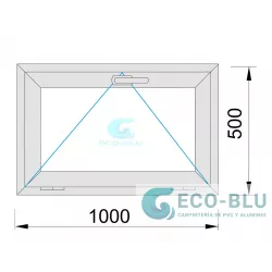 Ventana PVC 1000x500 Blanca Oscilante Vidrio Transparente