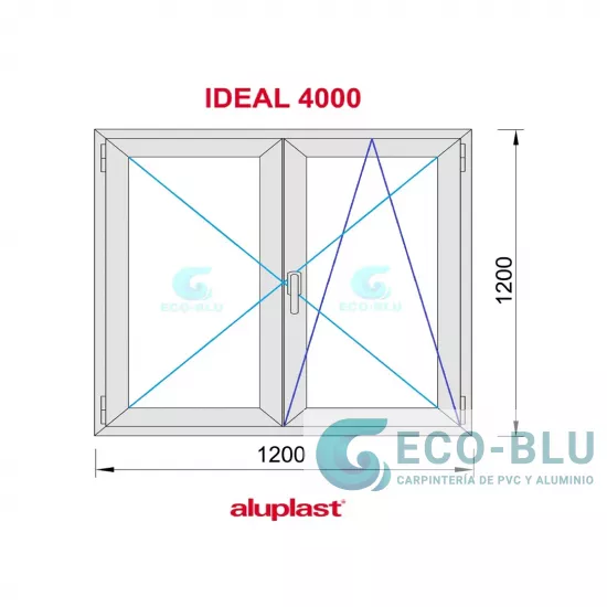 Janela  Oscilo-batente 1200x1200 Branco 2 Folhas Vidro Transparente