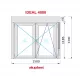 Ventana PVC 1500x1340 Blanca 2 Hojas Oscilobatiente con Persiana Vidrio Transparente