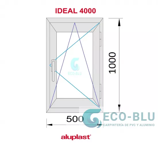 Janela Oscilo-batente 500X1000 Direita Branco  Vidro Granulado