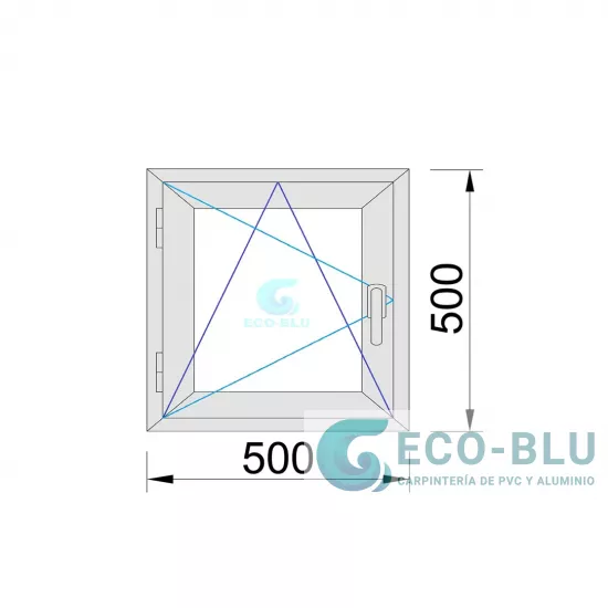 Janela Oscilo-batente 500X500 Esquerda Carvalho Dourado Vidro Granulado