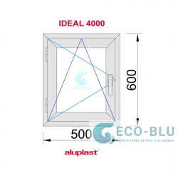 Ventana PVC 500x600 Blanca Oscilobatiente Izquierda Vidrio Mate