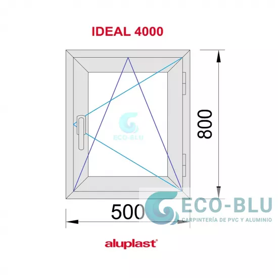 Janela Oscilo-batente 500X800 Direita Branco  Vidro Granulado