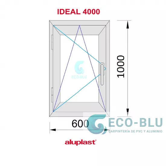 Windows Upvc Tilt and Turn 600X1000 Single Left White Glass Frosted