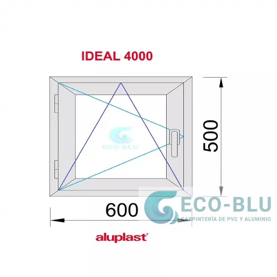 Windows Upvc Tilt and Turn 600X500 Single Left White Glass Frosted
