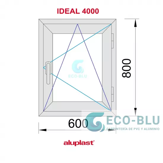 Janela Oscilo-batente 600X800 Direita Branco  Vidro Granulado