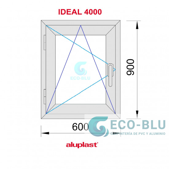 Ventana PVC 600x900 Blanca Oscilobatiente Izquierda Vidrio Transparente