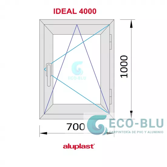 Janela Oscilo-batente 700X1000 Direita Branco Vidro Transparente