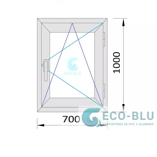 Ventana PVC 700x1000 Nogal Oscilobatiente Derecha Vidrio Transparente
