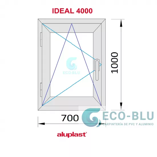 Finestra ad anta ribalta PVC 700x1000 Bianco sinistra Vetro trasparente