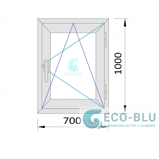 Finestra ad anta ribalta PVC 700x1000 Quercia Dorata destra Vetro trasparente