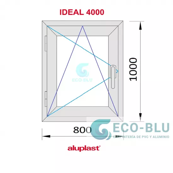 Finestra ad anta ribalta PVC 800x1000 Bianco sinistra Vetro trasparente