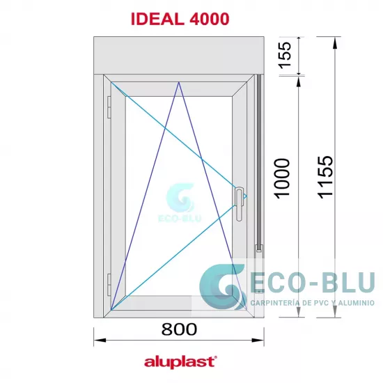 Windows Pvc Tilt and Turn 800X1155 Single Left  White Glass Clear with Roller shutters