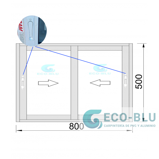 Fenêtre coulissante Pvc 800x500 Blanc Verre Transparent Fenêtre coulissante Pvc 800x500 Blanc Verre Transparent