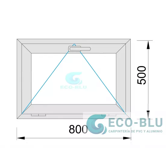 Janela PVC Basculante 800X500 Branco Vidro Granulado