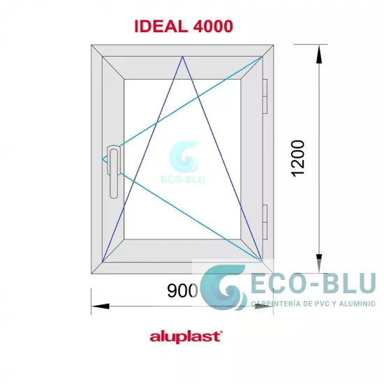 Windows Upvc Tilt and Turn 900X1200 Single Right White Glass Clear