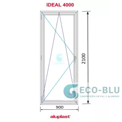 Balkontüren PVC 900x2100 Weiss Drehkipp links Sauberes Glas austürdrücker Innen/Außen mit schloss