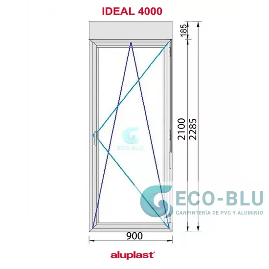 Porta-janela Oscilo-batente 900X2285 1F Direita (com Estore) Branco Vidro Transparente Maçaneta Interior/Exterior com fechadura