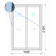 Puerta corredera PVC 1500x2100 Blanca Vidrio Transparente Manivela Interior oculta