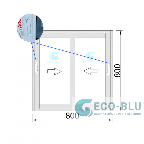 Schiebefenster PVC 800x800 Weiss Sauberes Glas