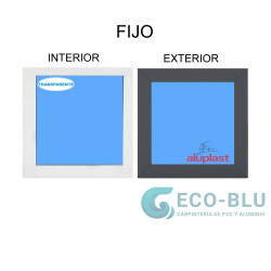 Fenêtre Fixe PVC 960x1010  Blanc/Gris Anthracite Verre Transparent
