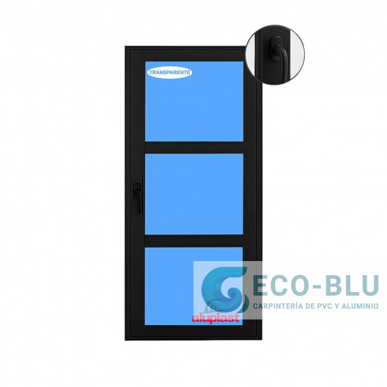 Porte-fenetre 820x2500 Noir avec barres transversales Droite