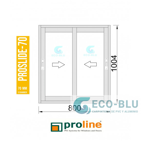 Ventana PVC 800x1004 Blanca Corredera Vidrio Transparente