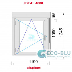 Fenêtre PVC 1190x1245 oscillo-battant Blanc Gauche avec Volet roulant Verre Transparent