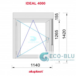 Fenêtre PVC 1140X1420 oscillo-battant Blanc Gauche avec Volet roulant Verre Transparent