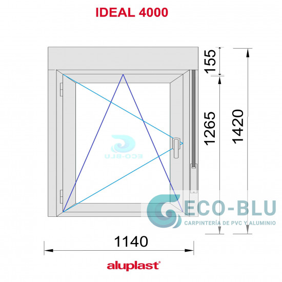 Ventana PVC 1140X1420 Blanca Oscilobatiente Izquierda con Persiana Vidrio Transparente