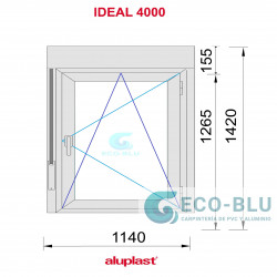 Fenêtre PVC 1140x1420 oscillo-battant Blanc Droite avec Volet roulant Verre Transparent