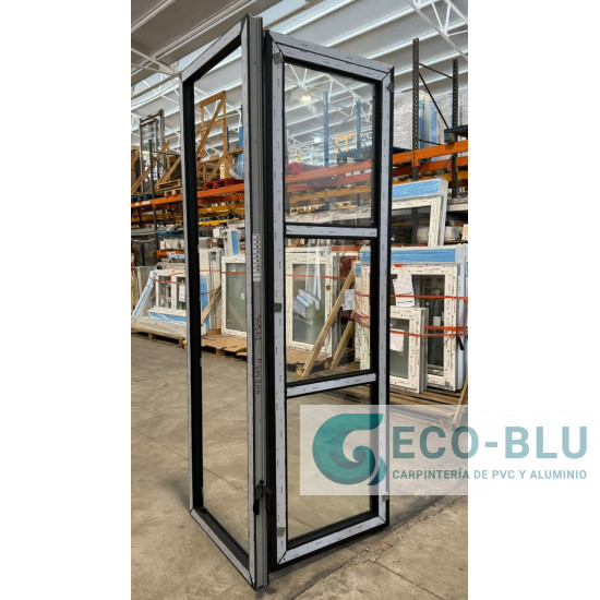 Porte-fenetre 820x2500 Noir avec barres transversales Droite