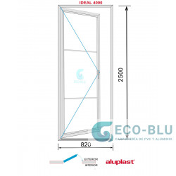 Balconera PVC 820x2500 Negra Practicable con travesaños Izquierda