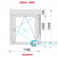 Fenêtre PVC 1190x1245 oscillo-battant Blanc Droite avec Volet roulant Verre Transparent