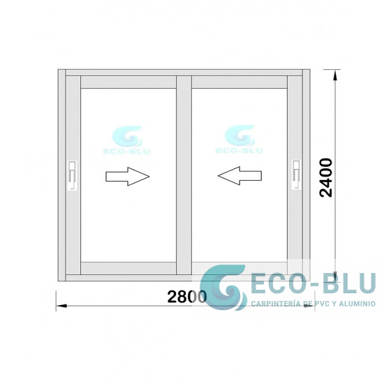 Sliding door 2800x2400 Black Safety Glass Clear