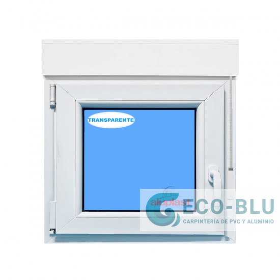Ventana PVC 1190x1245 Blanca Oscilobatiente Izquierda con Persiana Vidrio Transparente