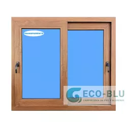 Ventana PVC 1200x1000 Roble Dorado Corredera Vidrio Transparente