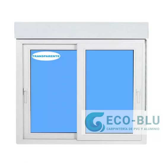 Sliding Window Pvc 1200x1155 White Glass Clear with Roller shutters