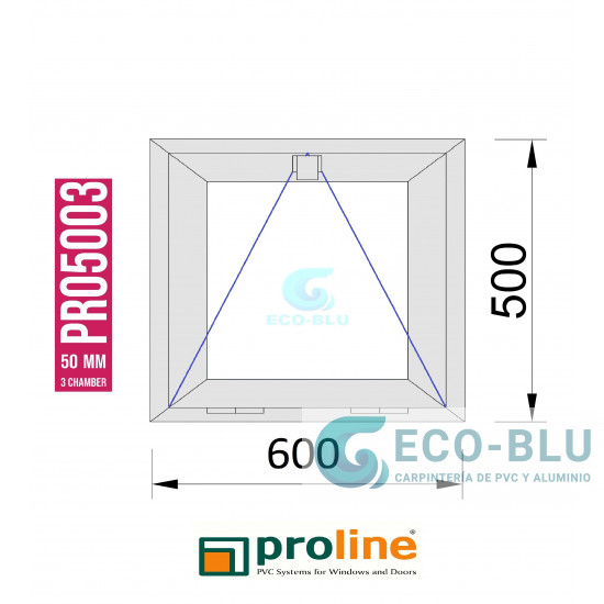 Finestra PVC a battente 600x500 Quercia Dorata  Vetro smerigliato